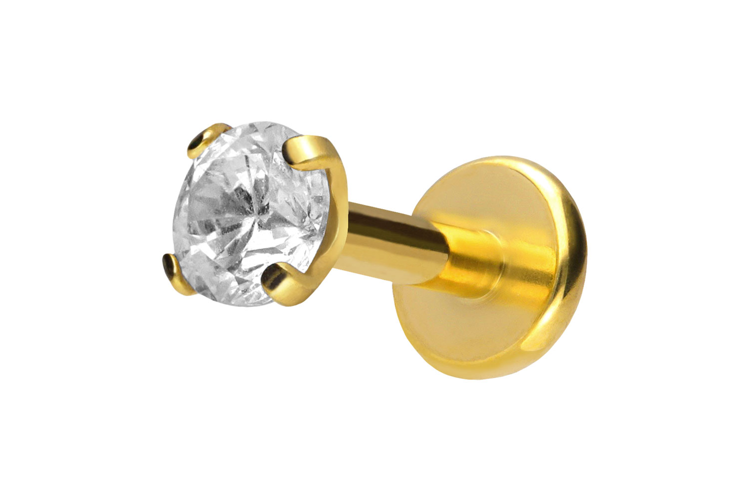 Titan Labret Piercing mit Push Fit EINGEFASSTER KRISTALL